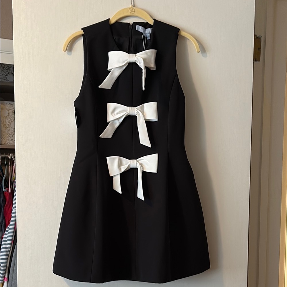 HHH The Blythe Bow Dress - Black Dress with White Bows